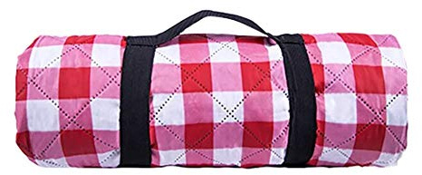 Karierte Picknickdecke Groß 200 X 200 Cm Wasserdicht Sanddicht Stranddecke Gesteppt Gepolstert Dick Matte Faltbar Leicht Teppich Waschmaschinenfest Zum Camping Reise Garten Wandern (Rotes Plaid)