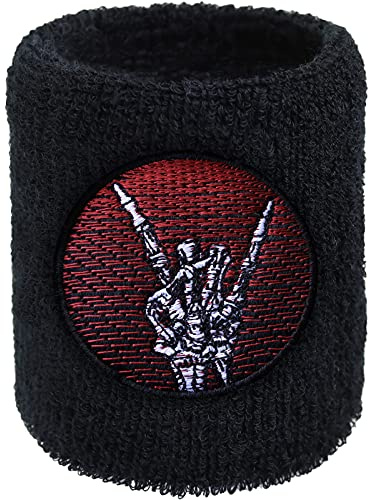 EXPRESS-STICKEREI Schweissband Heavy Metal Headbanger Stickerei Schweißband Bestickt & Absorbierendes Frottee Merch Arm Schwarz Black Metal Konzert Wristband Festival Geschenk Schweiß-Armband