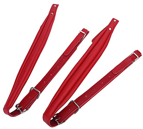 Akkordeon-Schultergurt-Kit PU-verschleißfeste Verstellbare Akkordeon-Gurte für 16-120 Bass-Akkordeons(43 * 8 * 5cm-rot)