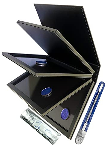 SZDYM Starke 4-lagige leere magnetische Palette, Buchpalette, 1 Make-up-Spatel, 50 runde Metallaufkleber, 50 quadratische Metallaufkleber