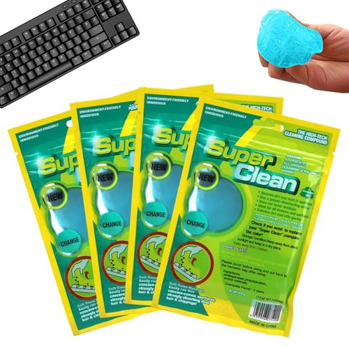 Pack of 4 keyboard cleaning keyboard cleaner, car cleaning gel, used for keyboard cleaning, cleaning electronic products, cleaning car gaps without special odour