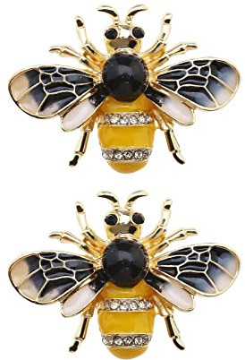 VGOL 2pcs Broches Abeja Aleación con Diamantes de Imitación para Solapa de Insectos Pin Animal Decoración de Abeja Broche de Ramillete para Mochilas Camisetas Chaquetas Suéteres Faldas Sombreros