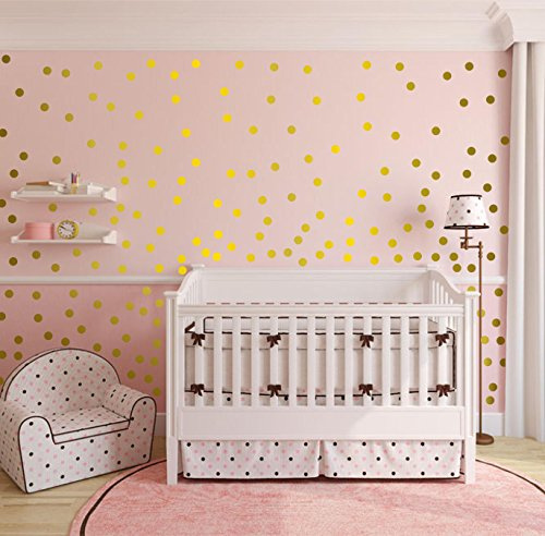 WandSticker4U®- 270x Wandtattoo Punkte GOLD Kinderzimmer selbstklebend I Wandtattoo goldene Punkte Aufkleber für Wand & Möbel I Wandsticker Kreise gold Dots Kinderzimmer Deko Mädchen Junge