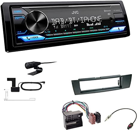 JVC KD-X482DBT 1-DIN Autoradio Media Receiver Digitalradio DAB+ Bluetooth Amazon Alexa USB Einbauset passend für BMW 3er E90 E91 E92 E93 2005-2013 schwarz