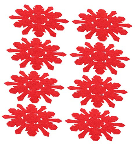 Hoement 8stücke Schneeflocken Filzuntersetzer Für Weihnachten Getränkeuntersetzer Für Tassen Wein Tee Und Kaffee Mit Schneeflocken-Design Für Partygeschenke Und Partyzubehör