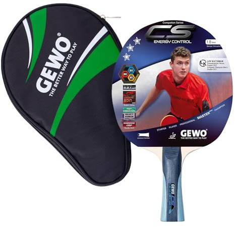 GEWO CS Energy Control Tischtennis-Schläger & GEWO Tischtennisschläger Hülle mit Ballfach grün - Profi-Tischtennisschläger, ITTF genehmigt, konkav, 1,8mm Schwamm
