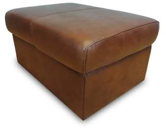 Quattro Meble Braun Granada Cognac Echtleder Hocker aufklappbar mit Stauraum Sitzhocker Rindsleder Sitzwürfel Fußhocker Polsterhocker Echt Leder Puff (90 x 55 x H-40 cm)