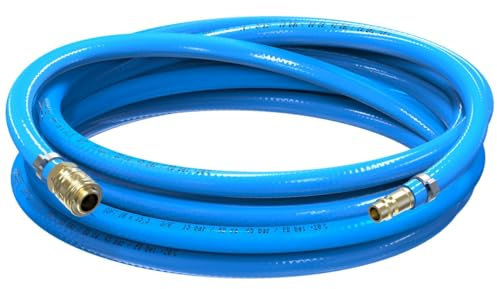 AUPROTEC AUPROTEC - Set di tubi per aria compressa, 10 mm, diametro interno, 3 m, tubo flessibile in PVC, con attacco rapido in ottone per compressore d'aria