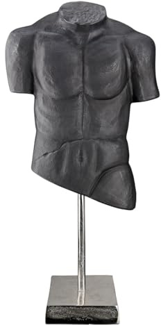 Casablanca große Deko Figur Skulptur XL - Mann Torso Dekofigur aus Aluminium Farbe: Anthrazit Dunkel Grau - Dekoration Geschenk Geburtstag Höhe 55 cm