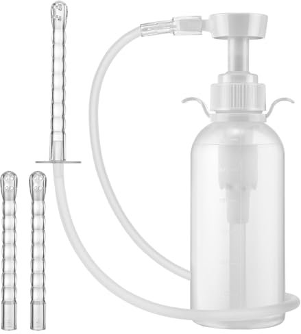 Wiederverwendbares Vaginales Reinigungssystem, 300ml Vaginaldusche Für Frauen, Männer Anal Dusche Mit Manuellem Druck , Einlauf Einlaufset für Darmeinlauf Klistierspritze Mit 3 Düsenspitzen, Geeignet