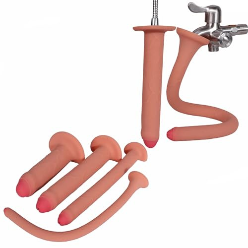Qiyasex Extra Lang Realistischer Analdildo Silikon Analdusche Vaginaldusche Einlauf Analdusche Mit Saugnapf Einlaufschlauch Analreinigung Einlaufdusche Privatreinigung FüR MäNner Und Frauen (XL)