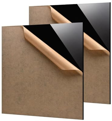 Uadme Acrylglas Platte Schwarz 3mm, 2 Stück Schwarze Undurchsichtige Acrylplatten, 30 x 30 x 0,3cm Kunststoffplatten für Schilder, DIY Display Projekte Handwerk, Glänzend