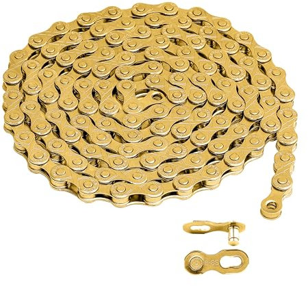 Hycline Bike Chain 6/7/8-Speed, 116 Links Bicycle Chain 1/2 x 3/32 Inch, Special Steel for Road Mountain Racing Cycling - Gold