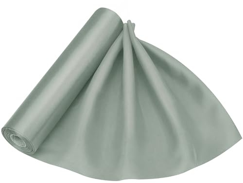 Personalize Pro Rotolo di tessuto satinato color argento, 29 cm x 20 m, lussuoso e morbido, setoso e lucido, per coprisedie fai da te, fiocchi, runner da tavola, festoni, feste di nozze, progetti