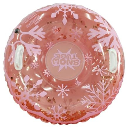 Dickly Aufblasbarer Schneeschlauch, aufblasbarer Schneeschlitten, rosa, kältebeständig, Winterschlittenspielzeug für Spiele, Outdoor-Aktivitäten, Halloween