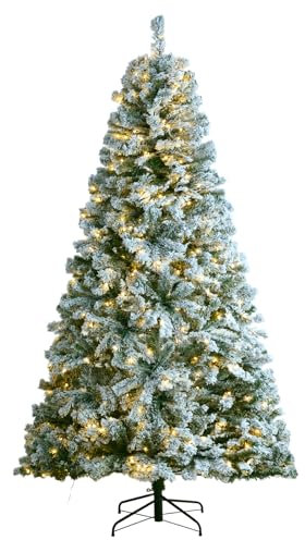 VEVOR Árbol de Navidad Artificial de 2,3 m Árbol de Decoración Navideña Completo con 550 Luces LED Color Blanco Cálido 1346 Puntas de Ramas Base de Metal para Decoración de Hogar, Fiesta, Oficina