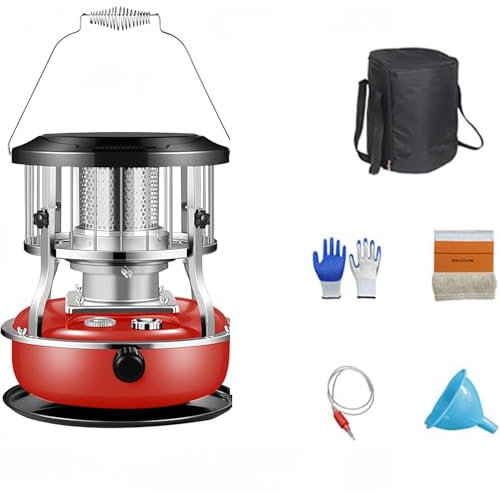 Mixtric Einstellbarer, Leiser Paraffinheizung, 4,6-L-Petroleum Heizofen, Brenner Für Petroleumherd, Tragbarer Petroleumheizer, Für Drinnen Und Draußen, Terrasse, Deck,Rot