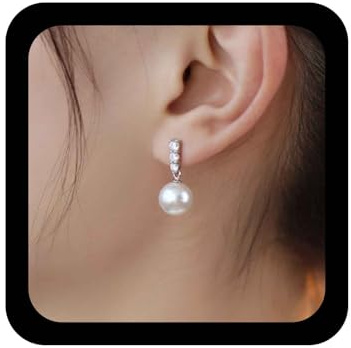 Yheakne Vintage Kristall Perle Baumeln Ohrringe Cz Tennis Kette Ohrringe Weiße Perle Perle Tropfen Ohrringe Silber Strass Ohrringe Hochzeit Perle Ohrringe Schmuck Für Frauen