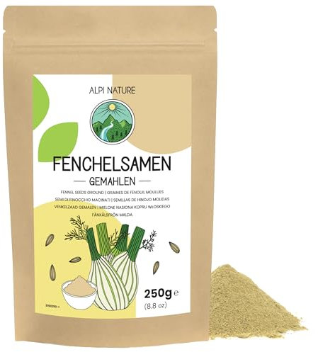 Alpi Nature Semi di Finocchio Macinati 250g, Semi Finocchio Essiccati e Macinati per Cucina