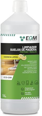 EQM - ECO-208 - Detergente Lucidante per Pavimenti in Legno, Parquet e Laminato - 1L - Pulisce, Protegge e Idrata - Adatto per Superfici Delicate - Profumo delicato e rinfrescante