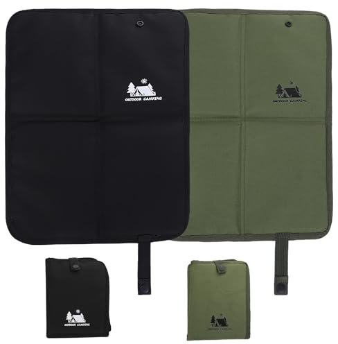 fluorehoso Sitzkissen Outdoor Faltbar, 2 Stück Sitzunterlage Outdoor Sitzmatte Thermo Unterwegs Wasserdicht Isoliertes zum Mitnehmen Kinder und Erwachsene, Wander Stadion Garten Camping (schwarz+Grün)