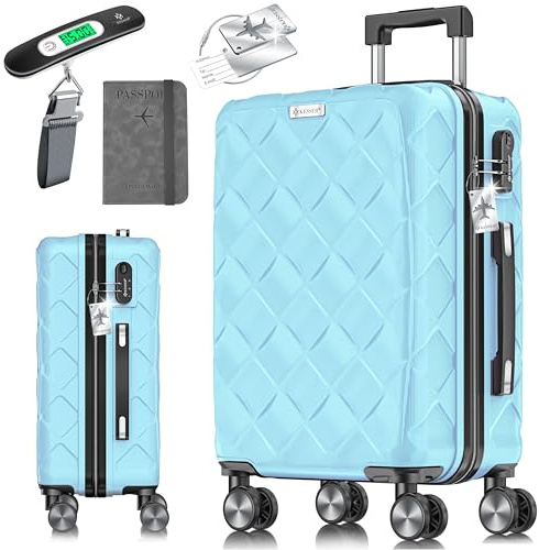 KESSER® Reisekoffer 120L Koffer ABS Hartschalenkoffer mit Zahlenschloss, Kofferwaage & Reisebrieftasche 360° Rollen | Rollkoffer für Business & Reise Trolley mit Teleskopstange & Tragegriff Sky Blue