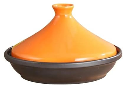 UBOHUZ Casserole High Temperature Resistant Steamed Vegetable Tower Base Casserole Soup Ceramic Casserole Cooker Tagine Cooler For Braising, Stews(Orange,20cm)