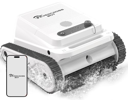 EVERCROSS BOT U8 Robot Piscine Fond et Parois, Robot Piscine sans Fil avec Nettoyage de la Ligne d'eau, 120 Min Autonomie, Navigation Intelligente, Stationnement Automatique, Piscines 200㎡ (Blanc-APP)