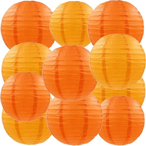 We Moment Zone 12 Stück Papier Lampions Orange Runde Papierlaterne Papier Laterne für Lampenschirm Orange Deko, Geburtstagsfeier,Hochzeitsdekorationen，Gartenparty Deko