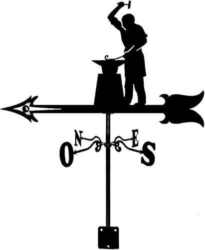 MWAYOYTE Girouette pour toits Girouette avec Silhouette de Forgeron Indicateur de Direction du Vent ornemental Girouette en métal avec revêtement antirouille Girouette