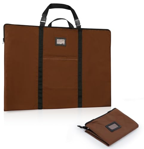 GNEGNI LIFE Künstler Portfolio Tasche A1, 61 x 91,4 cm Zeichenmappe mit Schulter und Tragegriff, wasserdichte Malmappen für Kunstwerke, Skizzen, Zeichnungen, Gemälde, Poster, Fotografie (Kaffee)