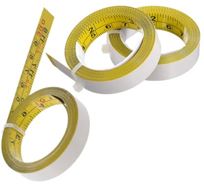 NUOBESTY 3Roll Self-adhesive Steel Tape Measure with Dual Metric and Imperial Scales Peel and Stick Workbench Ruler for Woodworking Sewing Drafting Easy Installation Flat Surfaces