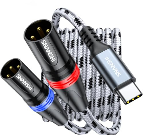 SNANSHI USB C to XLR Cable 2m, USB Type C to Dual XLR Male Output Cable for Amplifier, Speaker, Mixer Console, etc(Not for Recording)