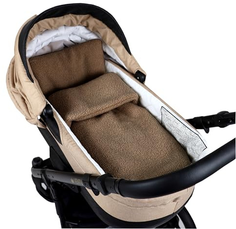 Babylux Kuscheldecke BOUCLÉ 60x75 cm + Kissen 30x35 cm – Winter Babydecke für Kinderwagen & Bett – Weich, Warm & Zweilagig BD (Braun)