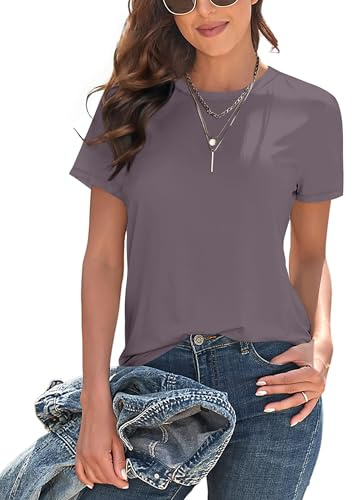 DUOEASE T Shirt Donna Basic Girocollo Fashion Maglietta Donna Estiva Casual Top Elegante Donna