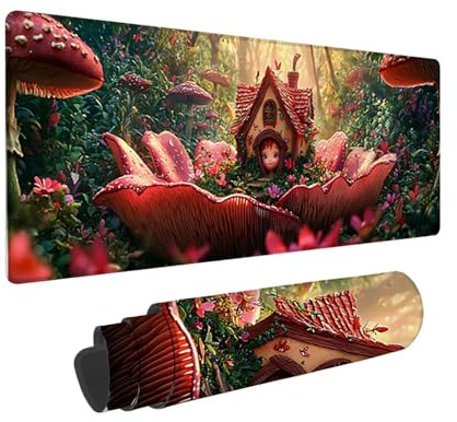 Tapis de Souris de Jeu, 1400 x 600 mm XXL Tapis Souris Gaming Grand, Antidérapant Étanche, iExtended Long Clavier Mouse Pad XXL, Accessoire Bureau, pour Gamer, Ordinateur, PC (Forêt Chalet) i-701