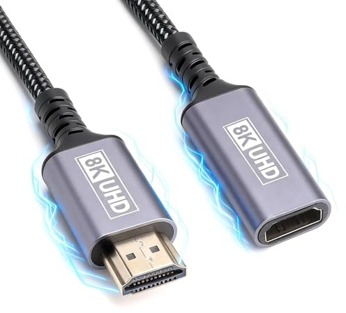 HENGBIRD Adattatore Mini HDMI a HDMI 1 m – Cavo HDMI 2.1 8K 48Gbps bidirezionale, connettori placcati oro, cavo in nylon con scocca in alluminio per fotocamera, Raspberry Pi, PC, monitor e proiettore