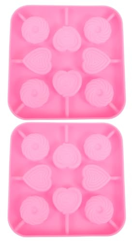 GLEAVI Moule à Sucette Silicone de Cœur 8 Cavités 40 Bâtons, Couleur Rose, Moule Circulaire Réfrigérateur et Congélateur, Outil de Cuisson pour Glace Maison