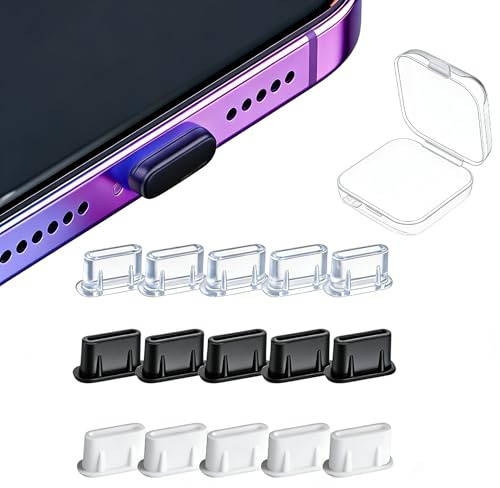 15 Pcs USB C Dust Plugs 3 Colours Silicone Type C Charger Port Cover Protectors USB C Port Caps for iPhone 17 Air 16e 16 15 Pro Max Samsung A26 A56 A36 S25 A16 A35 S24 S23 FE A34 FE A54