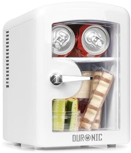 Duronic MFW4 WE Mini Fridge Warmer 4L / 6 Can Quiet Thermoelectric Small Refrigerator, Portable 12V & Mains Cooler for Bedroom, Office & Car, Skincare Fridge for Face Masks, Cosmetics & Drinks, White