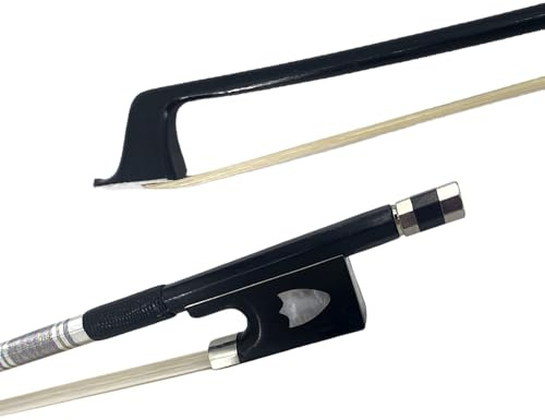 Yinfente - Arco de violín de fibra de carbono 4/4 con incrustaciones de escudo, pelo de caballo mongol, arco de violín 4/4 para violinistas de todos los niveles