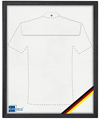 Bildershop-24 Objektrahmen Trikotrahmen aus Massivholz VARIO36 WM inkl. Bügel, Deutschland Banner und Passepartout 70x90cm Schwarz matt (lackiert) Geschenk Papa Freund