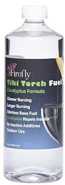 Firefly Fuel Tiki Torch Fuel – Clean-Burning Outdoor Lamp Oil for Tiki Torches and Lanterns. Low Smoke, Eucalyptus Formula, Long-Lasting – Outdoor Patio & Garden Use - 32oz