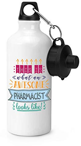 Gift Base This Is What An Awesome Pharmacist Looks Like Sports Bottle Water Gym 600ml White
