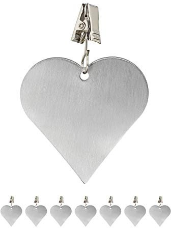 relaxdays Fermatovaglia, Set 8 Pesi per Tovaglia, Indoor & Outdoor, Antivento, Acciaio, Kit Cuori Eleganti Deco, argento