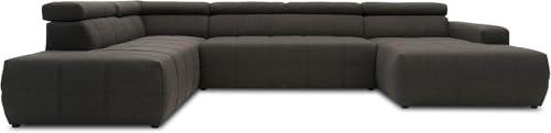 DOMO. collection Sofa Brandon, Wohnlandschaft mit Rückenfunktion Couch in U-Form, Polsterecke, Eckgarnitur, Polstergarnitur 359 x 228 x 80 cm (BxTxH), schlamm
