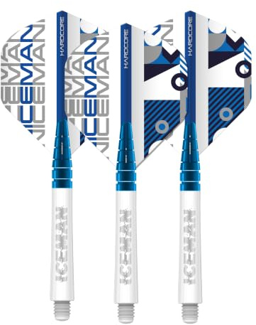 RED DRAGON Darts - Gerwyn Iceman Price Hardcore Dart Flight & Nitrotech Schäfte Combo – 2 Sets (6 Flights & Schäfte) Standard Form 100 Mikron