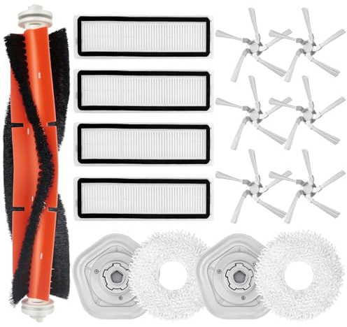 15 piezas de accesorios de repuesto para Dreame Bot W10/W10 Pro Aspiradora, 1 cepillo de rodillo, 4 filtros, 6 cepillos laterales, 2 paños para fregona, 2 soportes para fregona