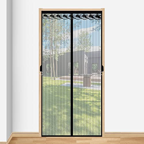 Magnet Fliegengitter Balkontür 70x190cm, Insektenschutz Magnetvorhang Tür Magnetische Adsorption Magnetischer Fliegenvorhang Luft kann frei strömen, für Außentüren Eingangstüren. - Schwarz