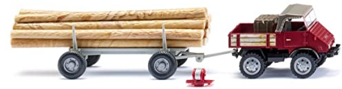 Wiking 087006 Mercedes Benz Unimog U 411 mit Langholzanhänger Spur H0 1:87